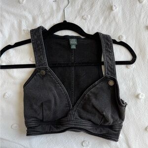 Black Denim Crop Top